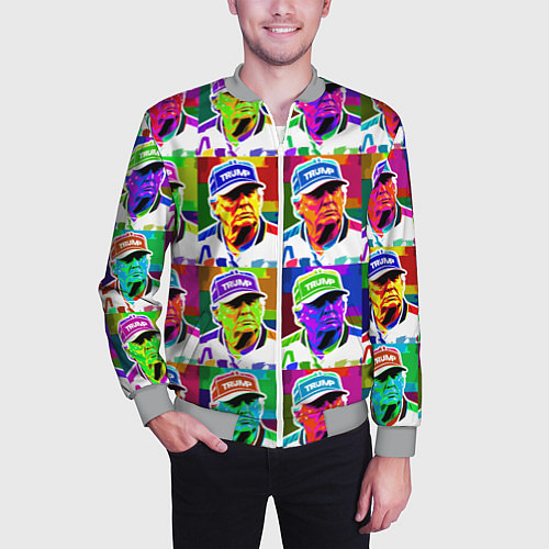 Мужской бомбер Donald Trump - pop art poster / 3D-Меланж – фото 3