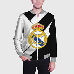 Бомбер мужской Реал Мадрид черно белые полосы, цвет: 3D-меланж — фото 2