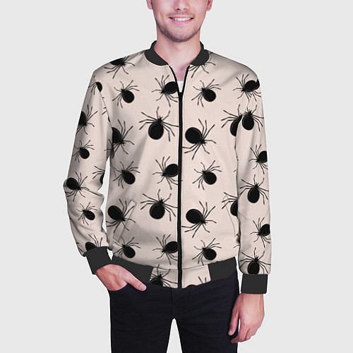 Мужской бомбер Паттерн с черными жуками / 3D-Черный – фото 3