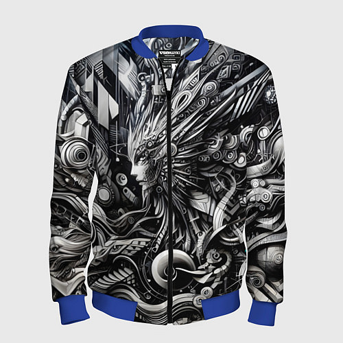 Мужской бомбер Abstraction cyber pattern - ai art fantasy / 3D-Синий – фото 1