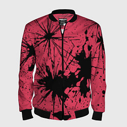 Бомбер мужской Розовый с чёрными кляксами, цвет: 3D-черный
