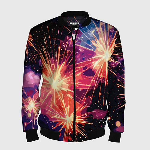 Мужской бомбер Абстракция стилизованный салют / 3D-Черный – фото 1