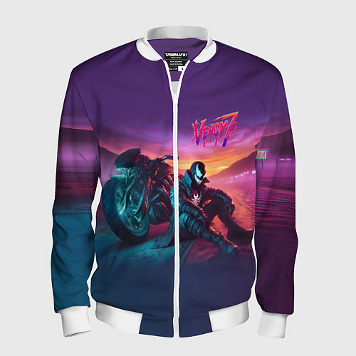 Мужской бомбер Venom near his motorcycle - ai art fantasy / 3D-Белый – фото 1