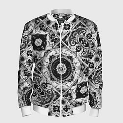 Бомбер мужской Узоры калейдоскопа черно-белые, цвет: 3D-белый