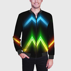 Бомбер мужской Neon multicolored lines, цвет: 3D-черный — фото 2