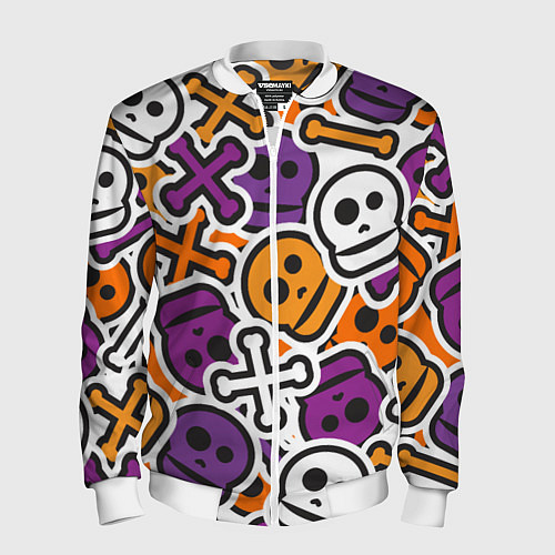 Мужской бомбер Funny skulls / 3D-Белый – фото 1