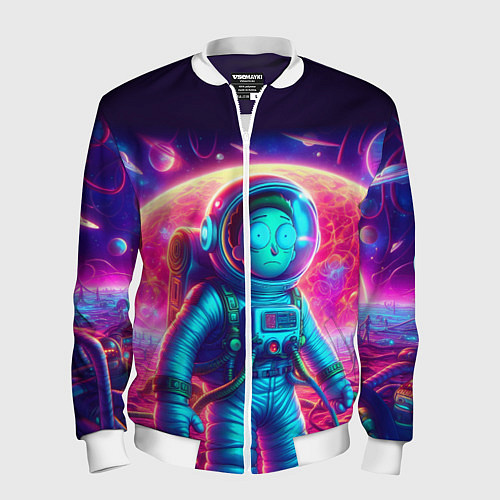 Мужской бомбер Морти в одиночестве на неоновой планете / 3D-Белый – фото 1