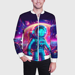 Бомбер мужской Морти в одиночестве на неоновой планете, цвет: 3D-белый — фото 2