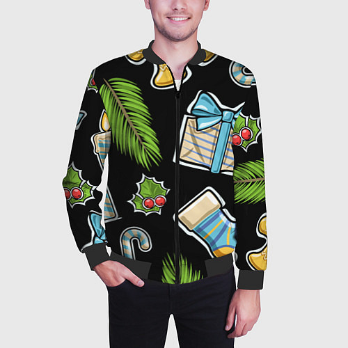 Мужской бомбер Christmas soul / 3D-Черный – фото 3