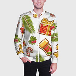 Бомбер мужской Рождественский вайб, цвет: 3D-белый — фото 2