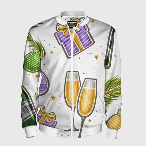 Мужской бомбер Новогодний вайб / 3D-Белый – фото 1