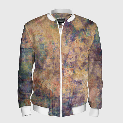 Мужской бомбер Абстракция - pink marble with blue flecks / 3D-Белый – фото 1