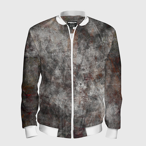 Мужской бомбер Абстракция - gray stone / 3D-Белый – фото 1