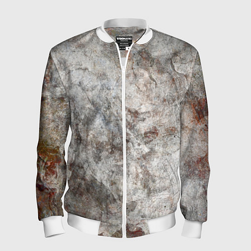 Мужской бомбер Абстракция - gray limestone / 3D-Белый – фото 1