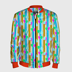 Мужской бомбер Полосатый с сердечками ретро в горошек