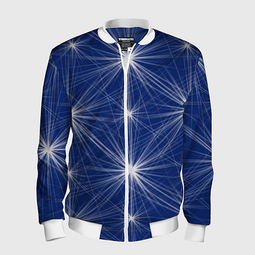 Мужской бомбер Звезды на синем фоне / 3D-Белый – фото 1
