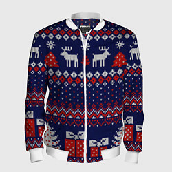 Мужской бомбер Новогодний вязаный паттерн