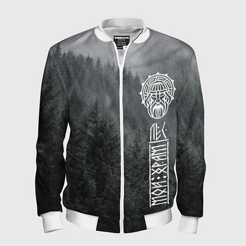 Мужской бомбер Древние боги суровых лесов / 3D-Белый – фото 1