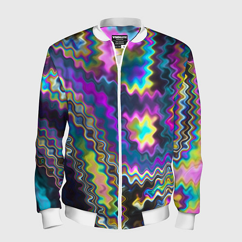 Мужской бомбер Абстракция переливы / 3D-Белый – фото 1