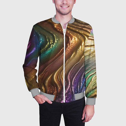 Мужской бомбер Сморщенные складочки жидкости / 3D-Меланж – фото 3