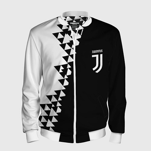 Мужской бомбер Juventus черно белая геометрия текстура / 3D-Белый – фото 1