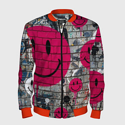 Мужской бомбер Розовые смайлы граффити
