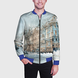 Бомбер мужской Снежный день в Санкт-Петербурге, цвет: 3D-синий — фото 2
