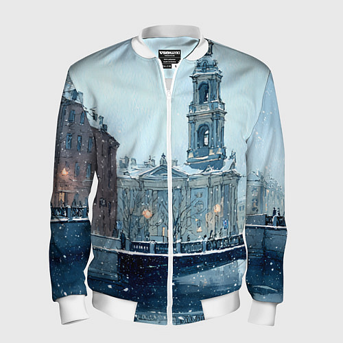 Мужской бомбер Зимний Питер / 3D-Белый – фото 1