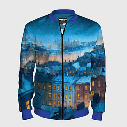 Бомбер мужской Крыши зимнего Питера, цвет: 3D-синий