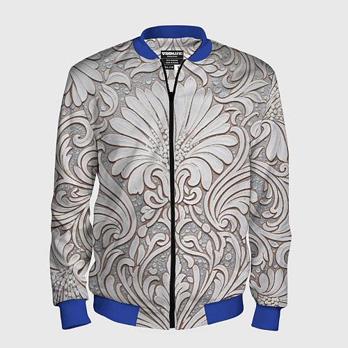 Мужской бомбер Вензельные цветы / 3D-Синий – фото 1