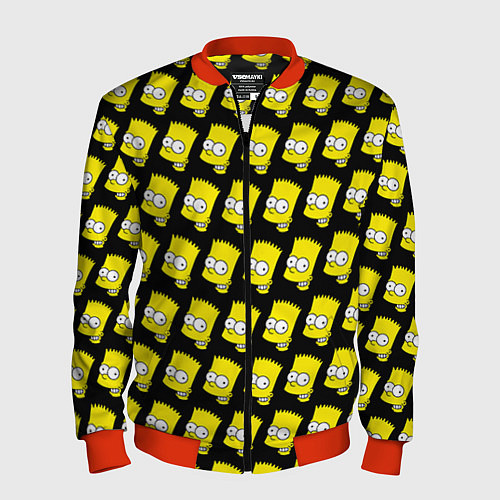 Мужской бомбер Барт Симпсон: узор / 3D-Красный – фото 1