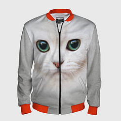 Мужской бомбер Белый котик