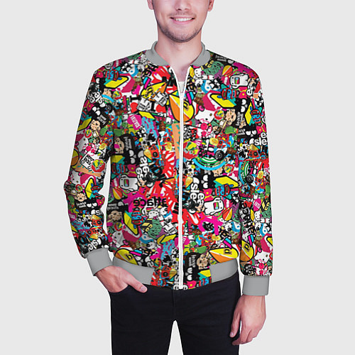 Мужской бомбер Стикербомбинг / 3D-Меланж – фото 3