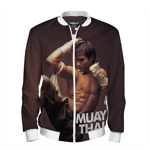 Мужской бомбер Муай тай боец / 3D-Белый – фото 1