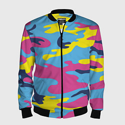 Мужской бомбер Камуфляж: голубой/розовый/желтый