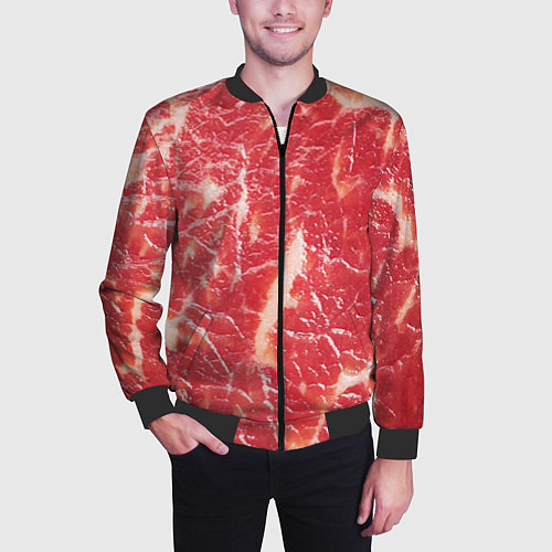 Мужской бомбер Мясо / 3D-Черный – фото 3