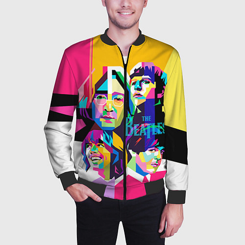 Мужской бомбер The Beatles: Poly-art / 3D-Черный – фото 3