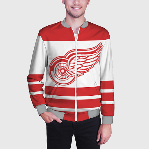 Мужской бомбер Detroit Red Wings / 3D-Меланж – фото 3