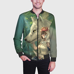 Бомбер мужской Принцесса и волк, цвет: 3D-черный — фото 2