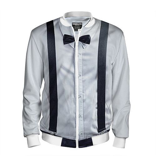 Мужской бомбер Рубашка с подтяжками / 3D-Белый – фото 1