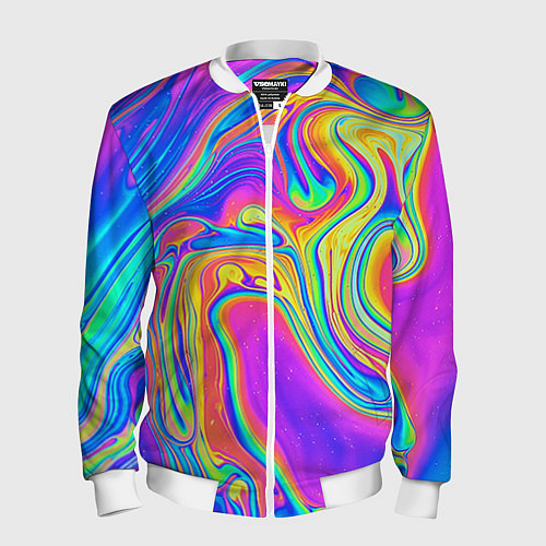 Мужской бомбер Цветные разводы / 3D-Белый – фото 1