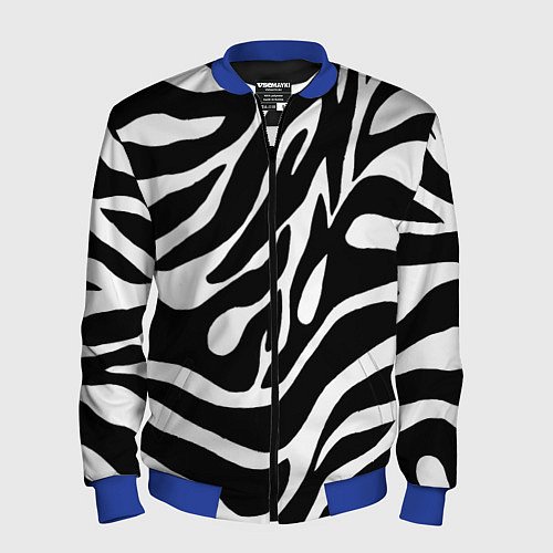 Мужской бомбер Зебра / 3D-Синий – фото 1