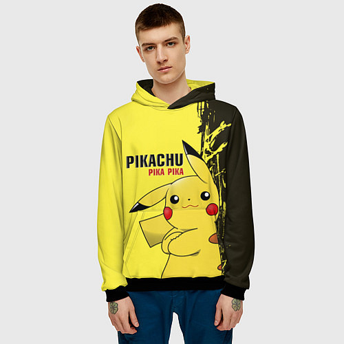 Мужская толстовка Pikachu Pika Pika / 3D-Черный – фото 3