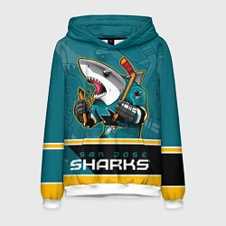 Толстовка-худи мужская San Jose Sharks, цвет: 3D-белый