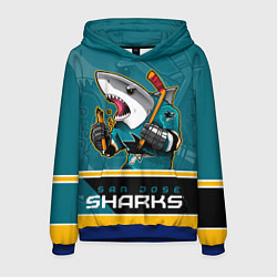 Толстовка-худи мужская San Jose Sharks, цвет: 3D-синий