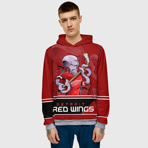 Мужская толстовка Detroit Red Wings / 3D-Меланж – фото 3