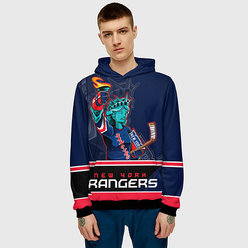 Мужская толстовка New York Rangers / 3D-Черный – фото 3