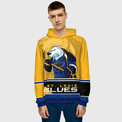 Толстовка-худи мужская St. Louis Blues, цвет: 3D-синий — фото 2