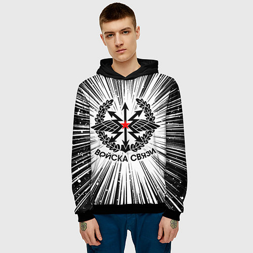 Мужская толстовка Войска связи / 3D-Черный – фото 3