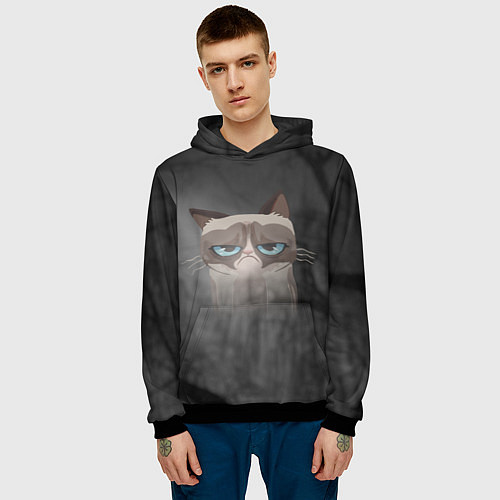 Мужская толстовка Grumpy Cat / 3D-Черный – фото 3